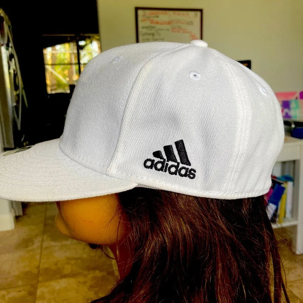 Adidas white baseball cap. Stretchy.  New with tags - Picture 2 of 9